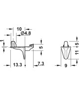 Legplankdrager met extra stift voor plank fixatie - 5mm - per stuk