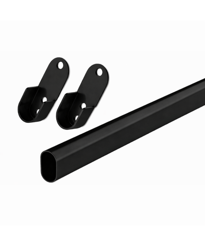 Ovale kledingroede op maat - 400mm t/m 599mm - zwart