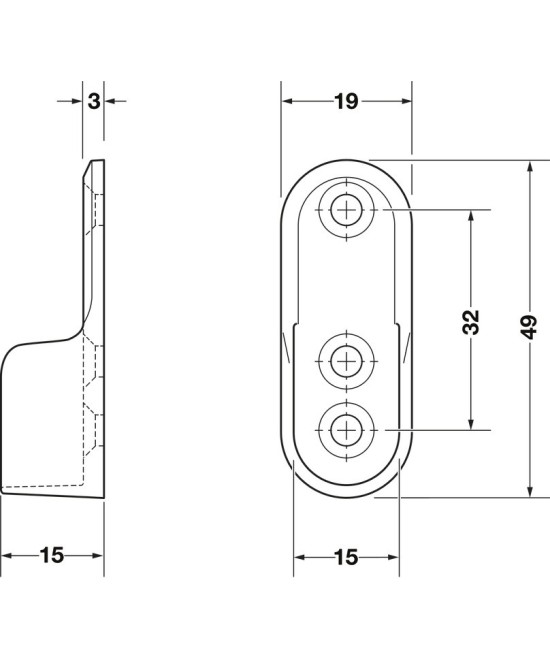 Ovale kledingroede op maat - 400mm t/m 599mm - zwart