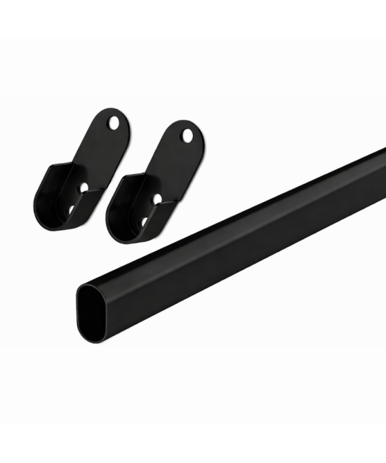 Ovale kledingroede op maat - 600mm t/m 799mm - zwart