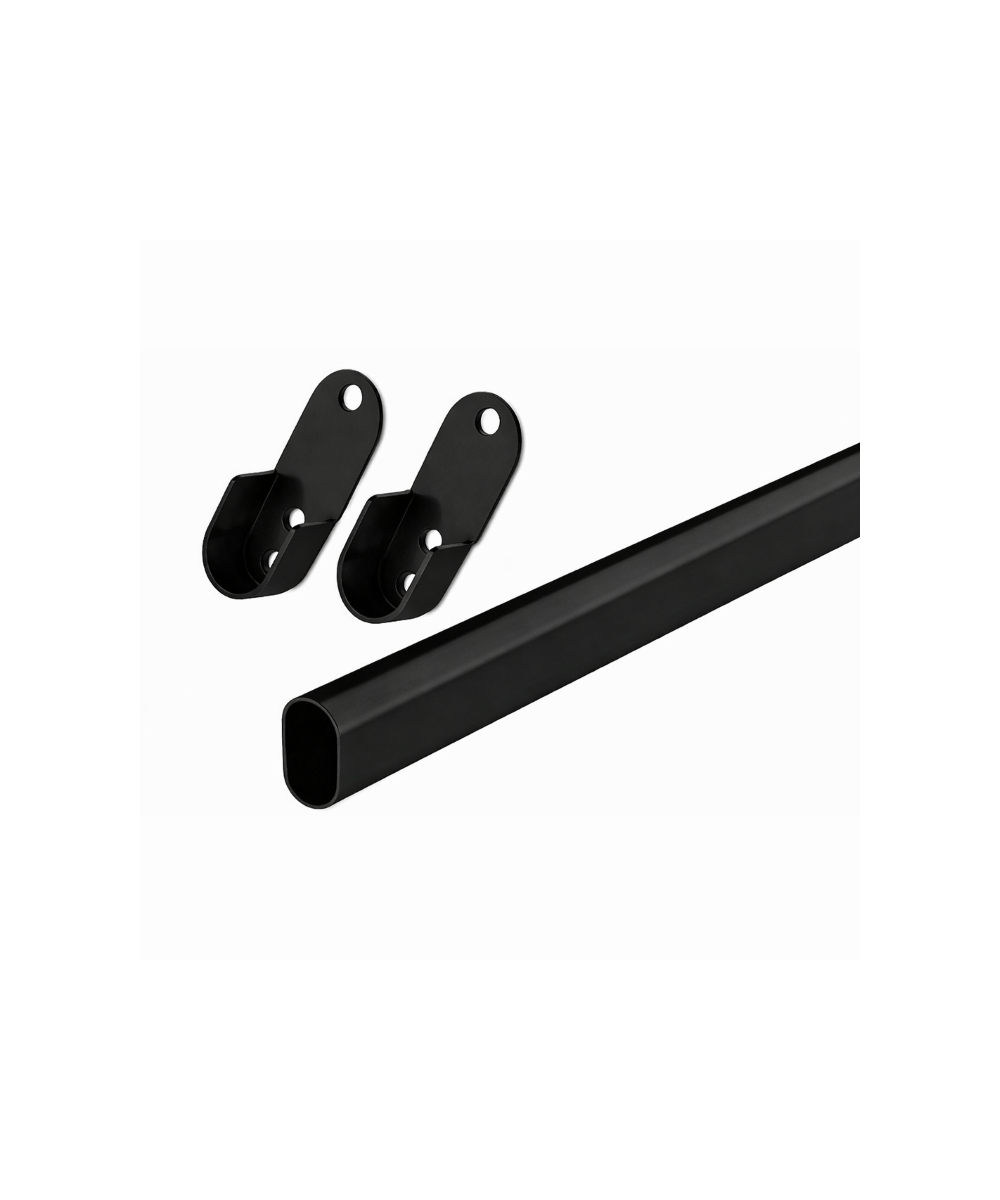 Ovale kledingroede op maat - 1000mm t/m 1170mm - zwart