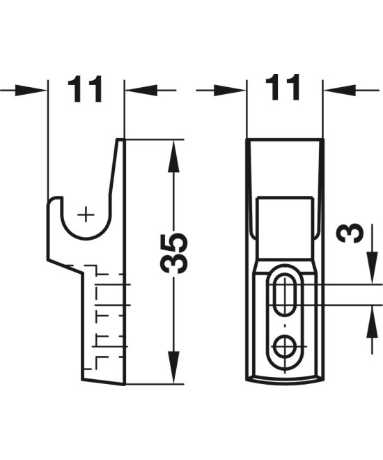 Tegenplaatje Mini Latch druksnapper - metaal