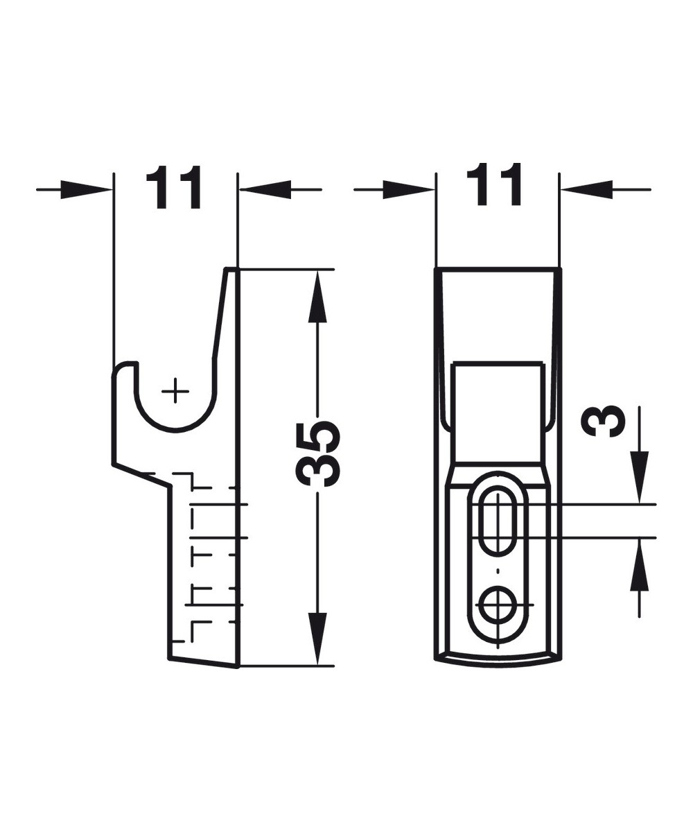 Tegenplaatje Mini Latch druksnapper - metaal