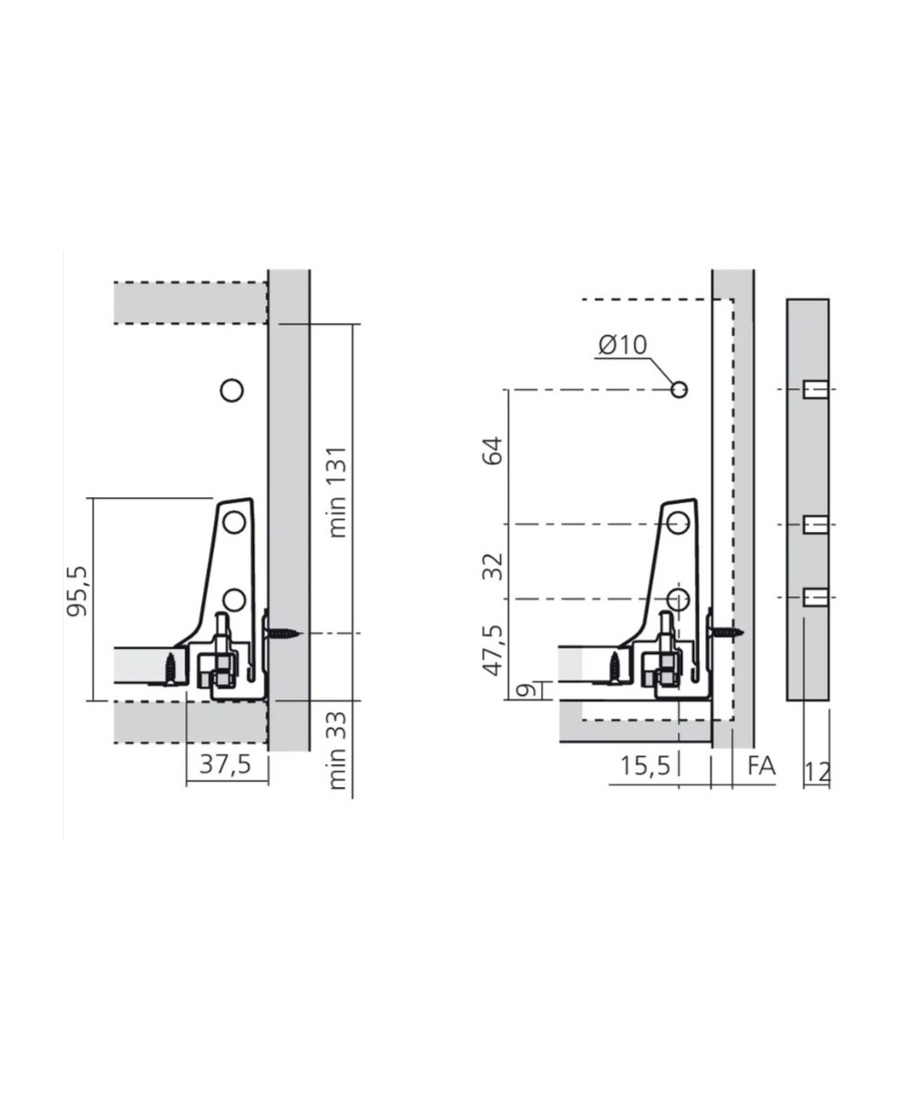 Blum Tandembox 164mm - met reling - Type B