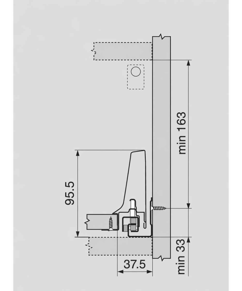 Blum Tandembox 196mm - met reling - Type C