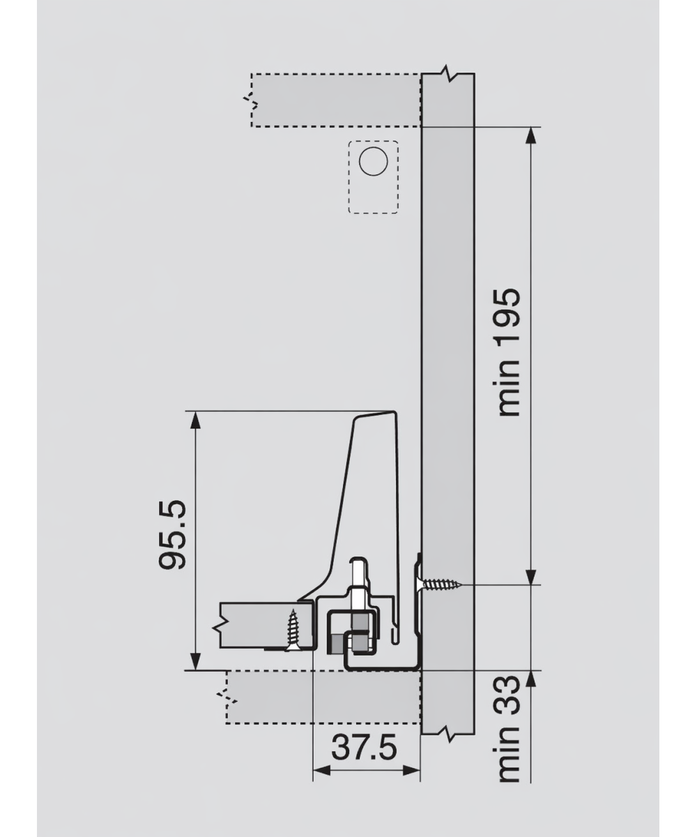 Blum Tandembox 228mm - binnenlade met reling - Type D