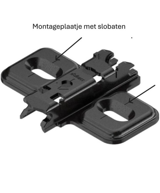 Blum montageplaat - 0mm - met slobgaten - zwart