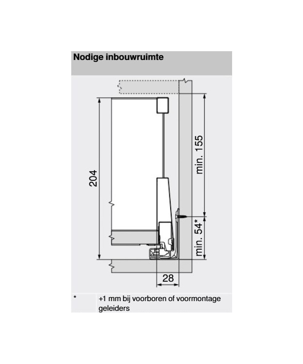 Blum Merivobox 209mm - binnenlade met reling - Type E