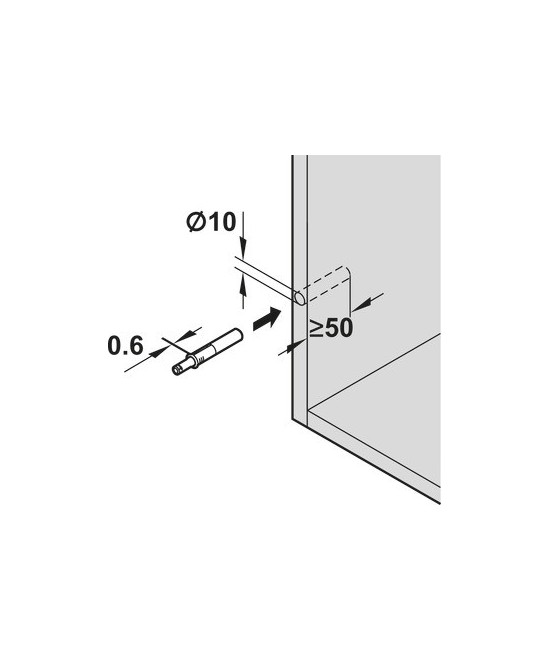 Blum tip on - met magneet - korte versie - grijs
