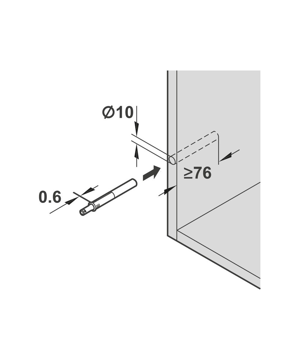 Blum tip on - met magneet - lange versie - grijs