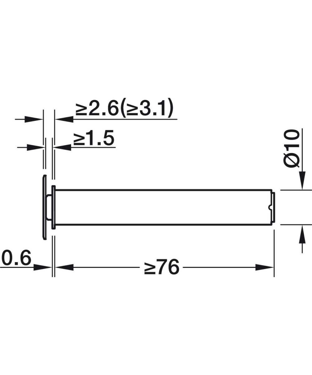 Blum tip on - met magneet - lange versie - grijs