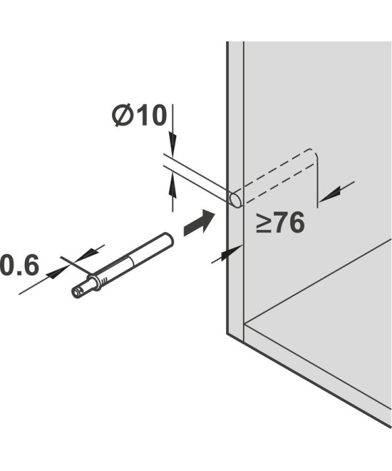 Blum tip on - met buffer - lange versie - wit