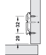 Blum montageplaat - 3mm - met verstelschroef - recht model - zwart
