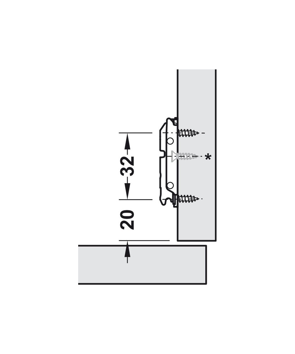 Blum montageplaat - 0mm - met verstelschroef - recht model - zwart
