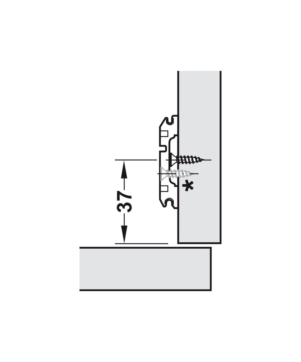 Blum montageplaat - 0mm - met slobgaten - zwart