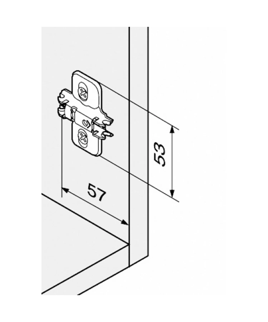 Blum montageplaat - 0mm - met slobgaten