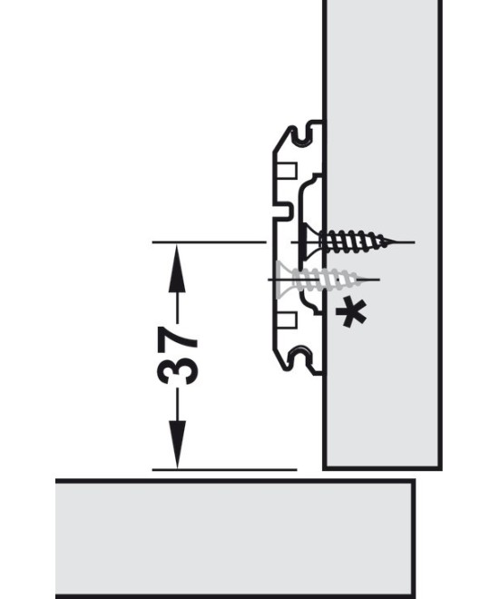 Blum montageplaat - 3mm - met verstelschroef