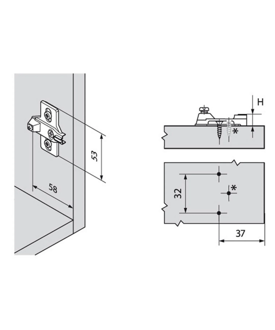 Blum montageplaat - Modul - 0mm