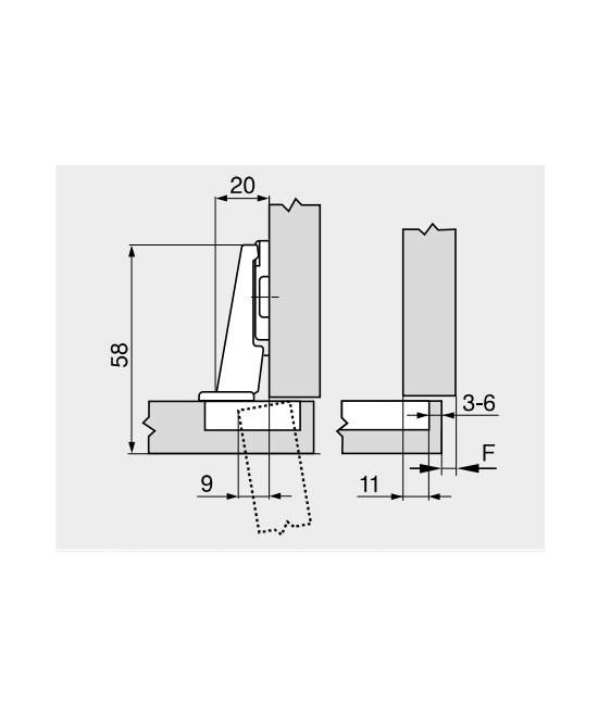 Blum scharnier - Modul - 100 graden - voorliggend - zelfsluitmechanisme (veer)