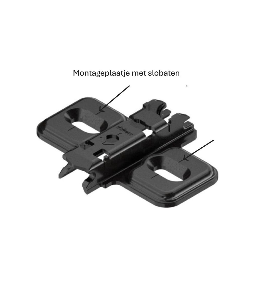 Montageplaatje zwart met slobgaten