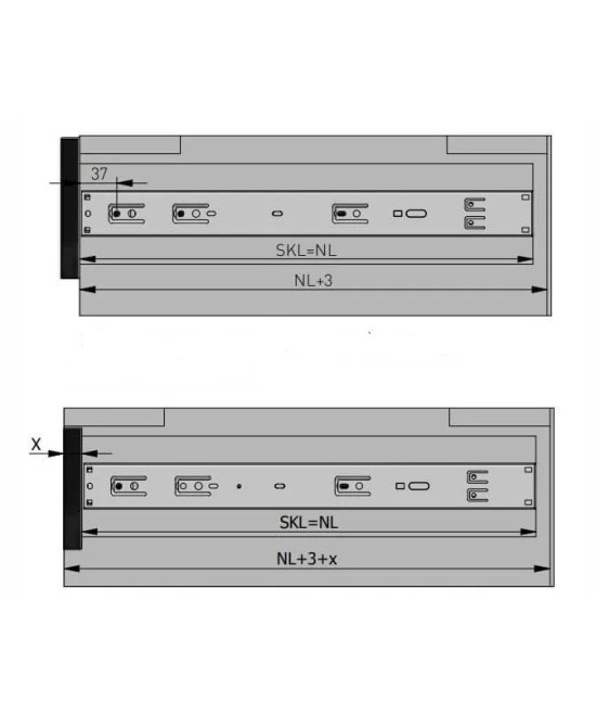 Ladegeleider - 500mm - 40kg - softclose