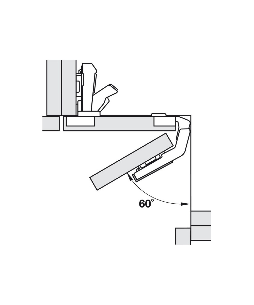 Blum scharnier - Clip Top - 60 graden - voor vouwdeuren (carouselkasten) - zelfsluitmechanisme (veer)