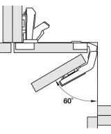 Blum scharnier - Clip Top - 60 graden - voor vouwdeuren (carouselkasten) - zelfsluitmechanisme (veer)