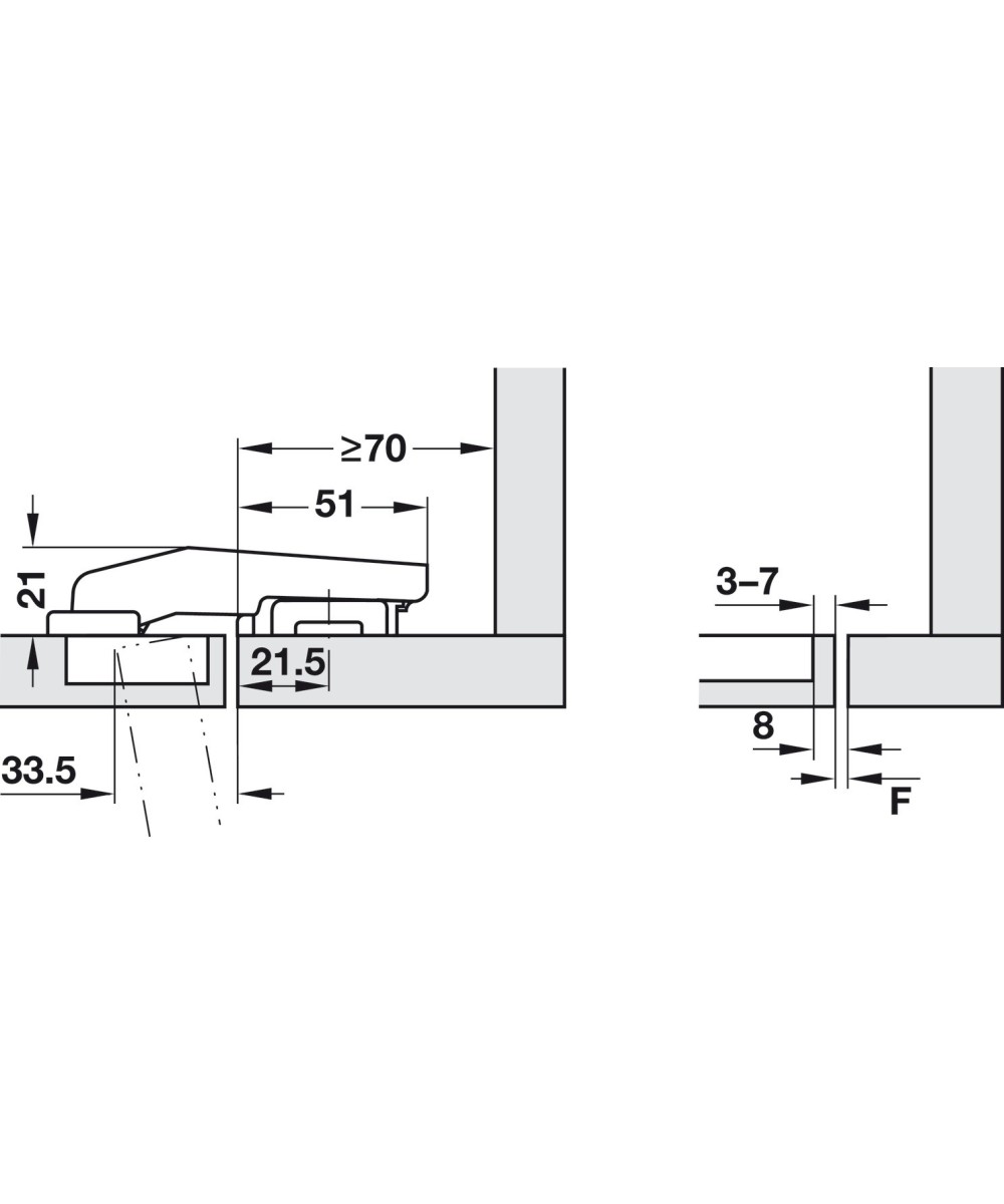 Blum scharnier - Clip Top - 95 graden - gelijkliggende kaders - zelfsluitmechanisme (veer)