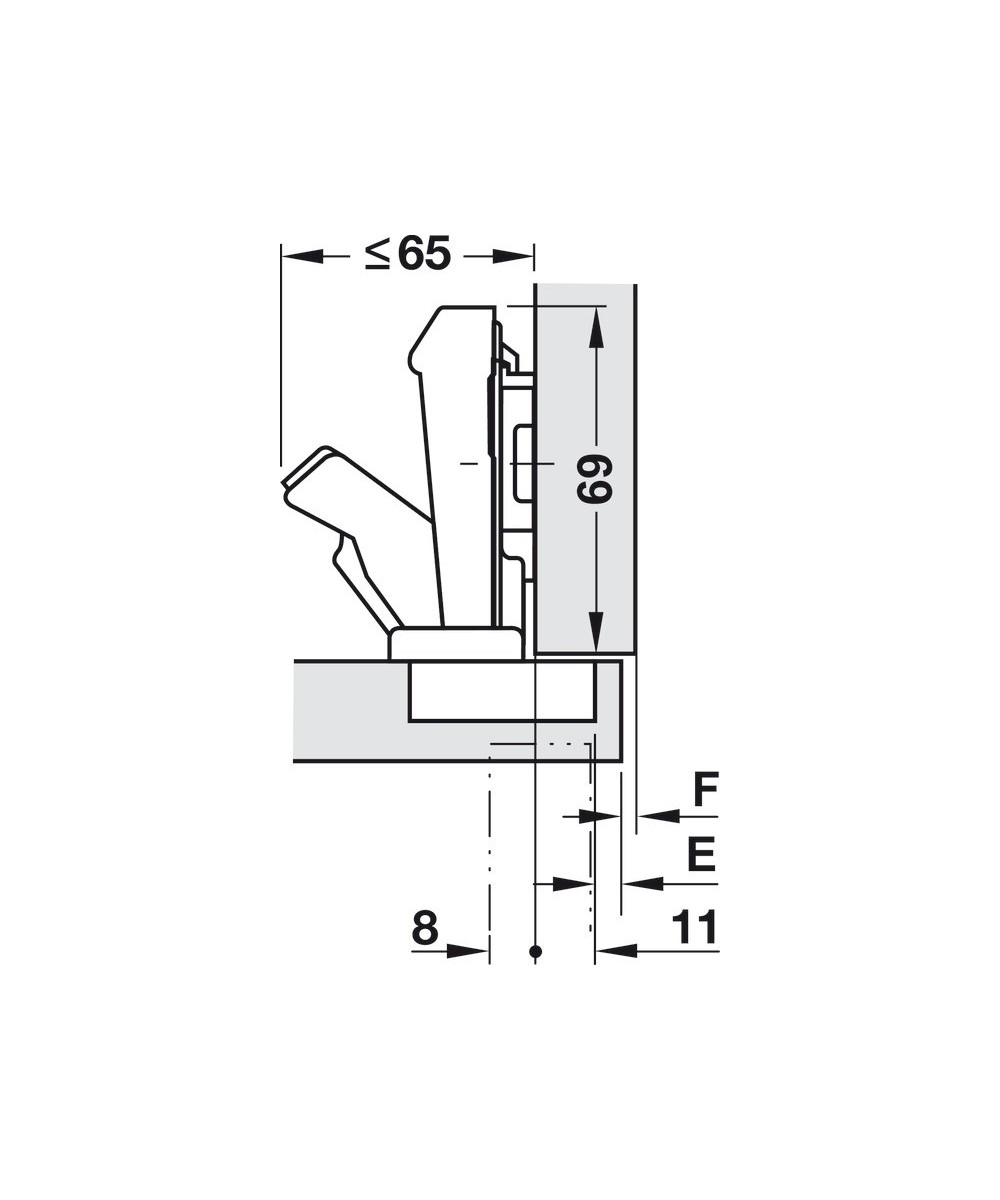 Blum scharnier - Clip Top - 170 graden - voorliggend - zelfsluitmechanisme (veer)