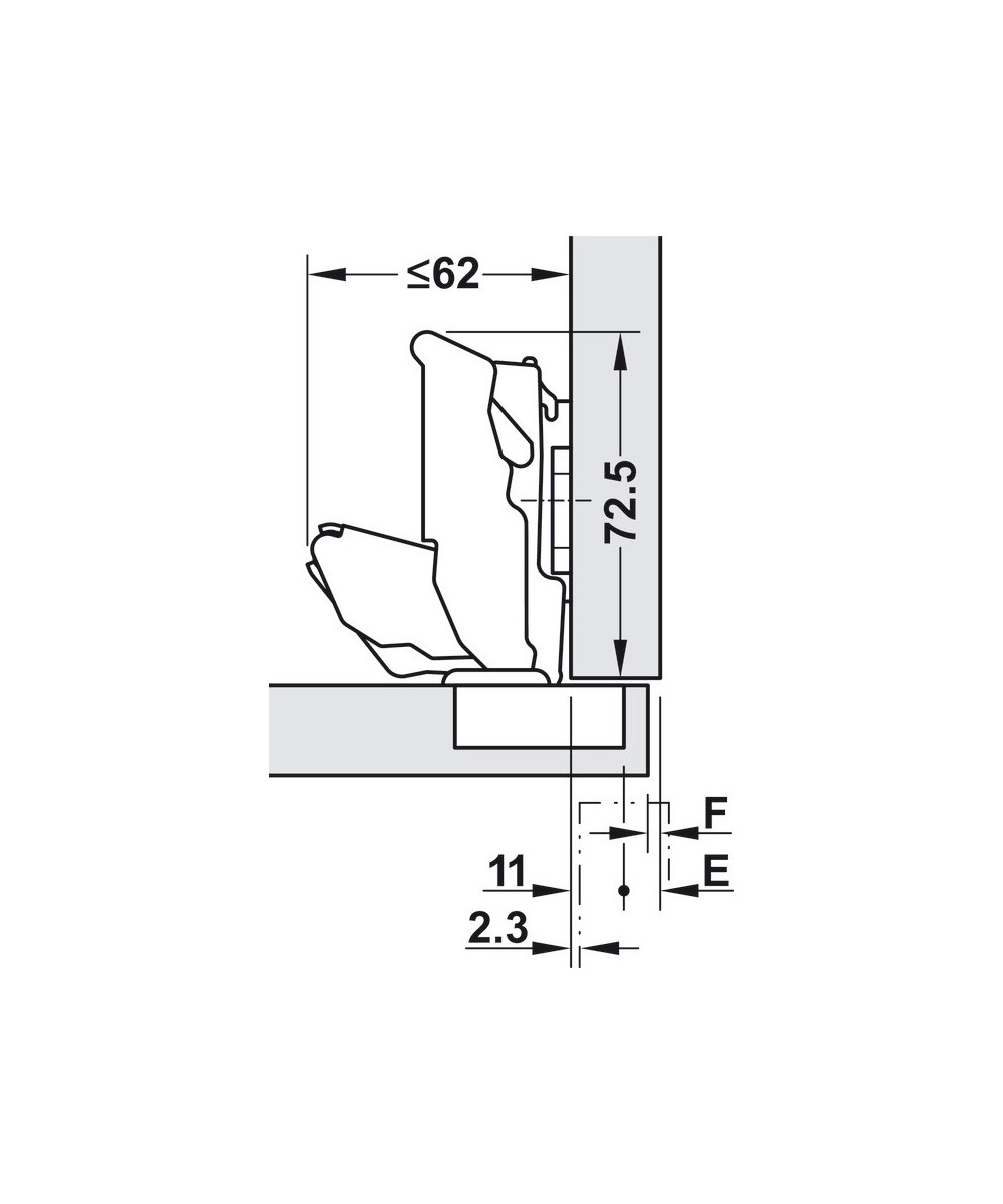 Blum scharnier - Clip Top Blumotion - 155 graden - voorliggend - softclose
