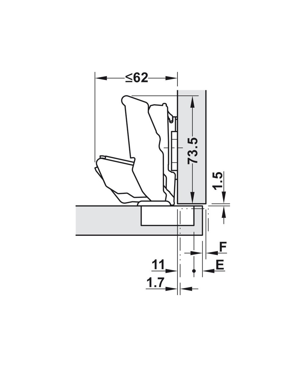 Blum scharnier - Clip Top Blumotion - 125 graden - voorliggend - softclose