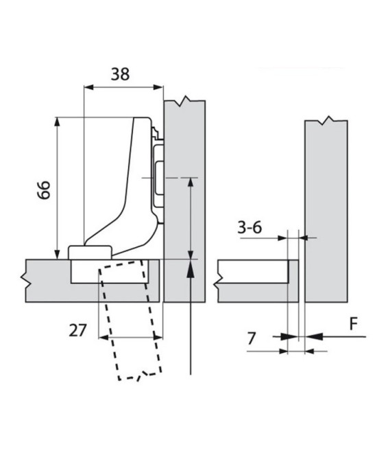 Blum scharnier - Clip Top - 100 graden - inliggend - zelfsluitmechanisme (veer)