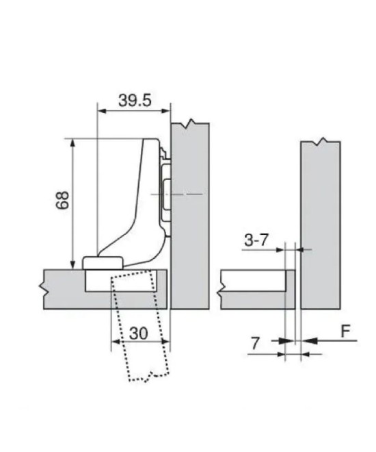 Blum scharnier - Clip Top - 110 graden - inliggend - zelfsluitmechanisme (veer)