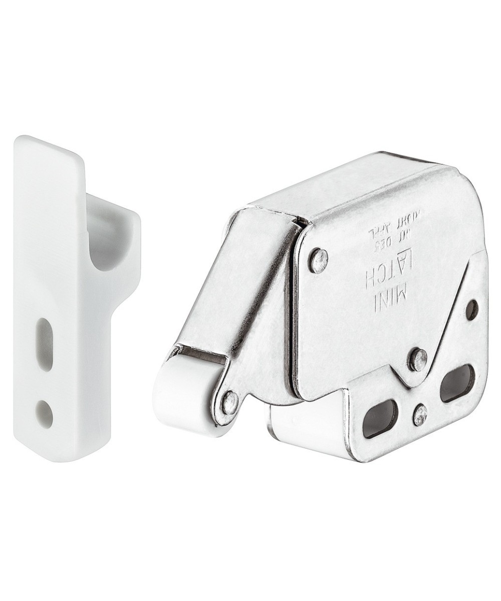 Mini latch wit - vernikkeld