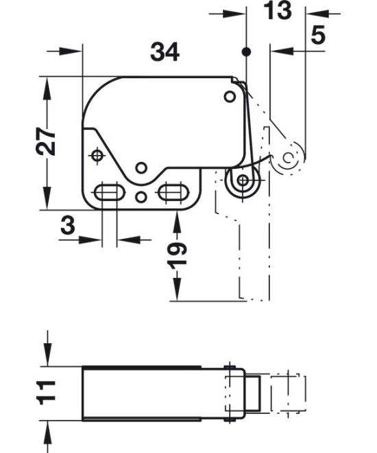 Mini latch wit - vernikkeld