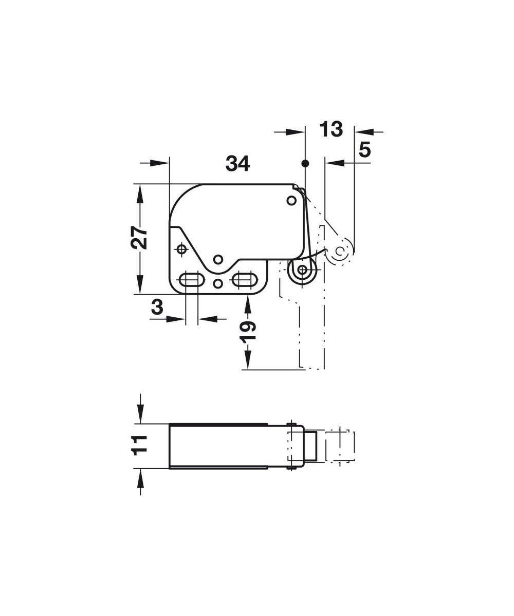 Mini latch wit - vernikkeld