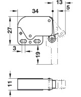 Mini latch wit - vernikkeld