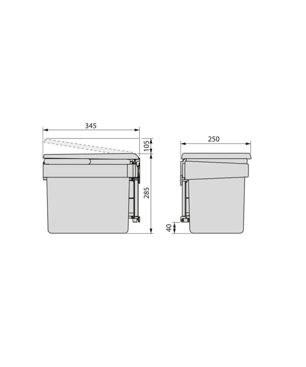 Prullenbak - deurbevestiging -  1 x 15 liter - antracietgrijs