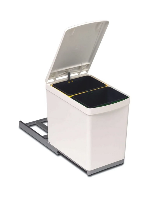 Prullenbak uitschuifbaar - 2 x 7,5L - witgrijs