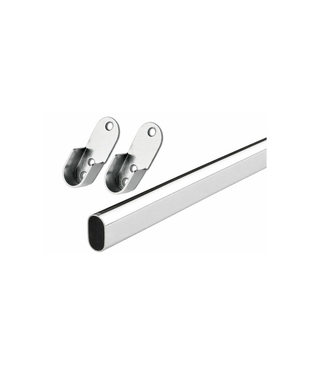 Ovale kledingroede op maat - 800mm t/m 999mm - verchroomd