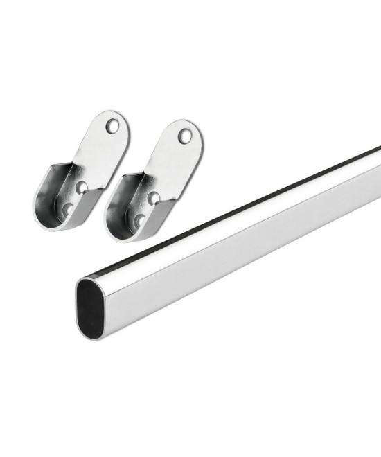 Ovale kledingroede op maat - 1000mm t/m 1170mm - verchroomd