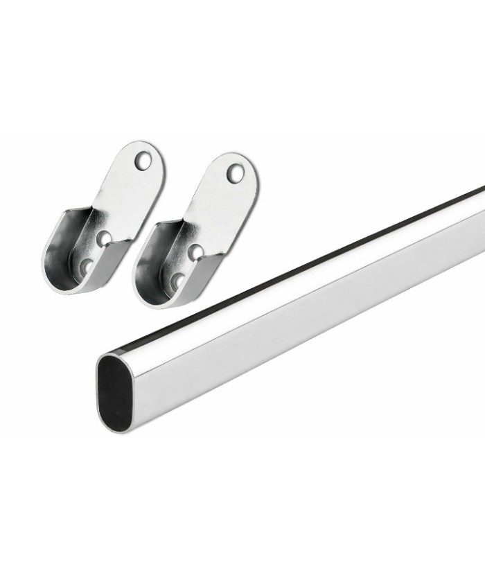 Ovale kledingroede op maat - 1000mm t/m 1170mm - verchroomd
