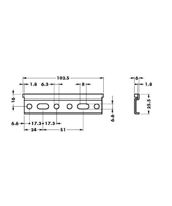 Rail voor ophangsysteem - 10cm