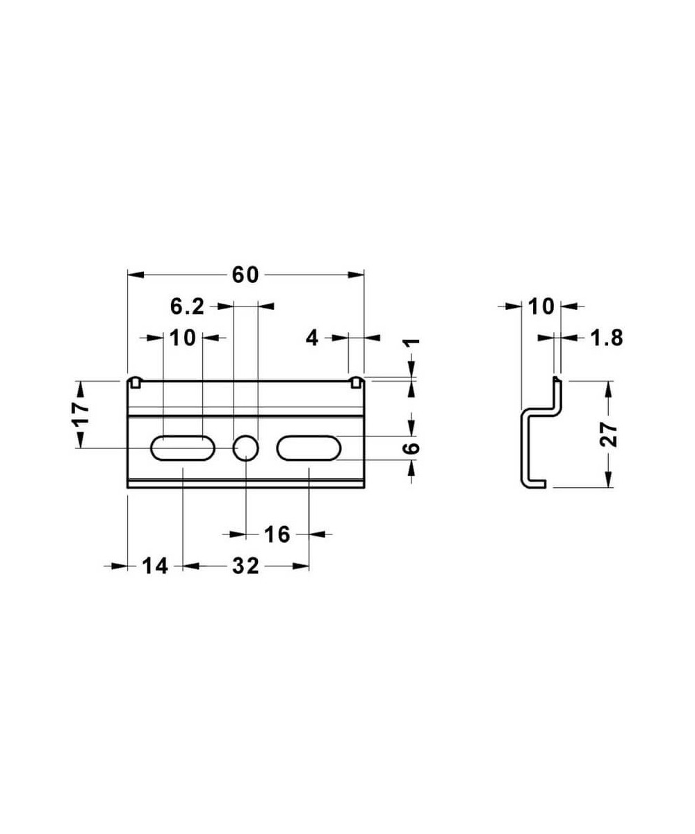 Rail voor ophangsysteem - 6cm