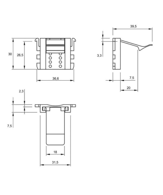 Plintclip - voor montageblok - 19mm