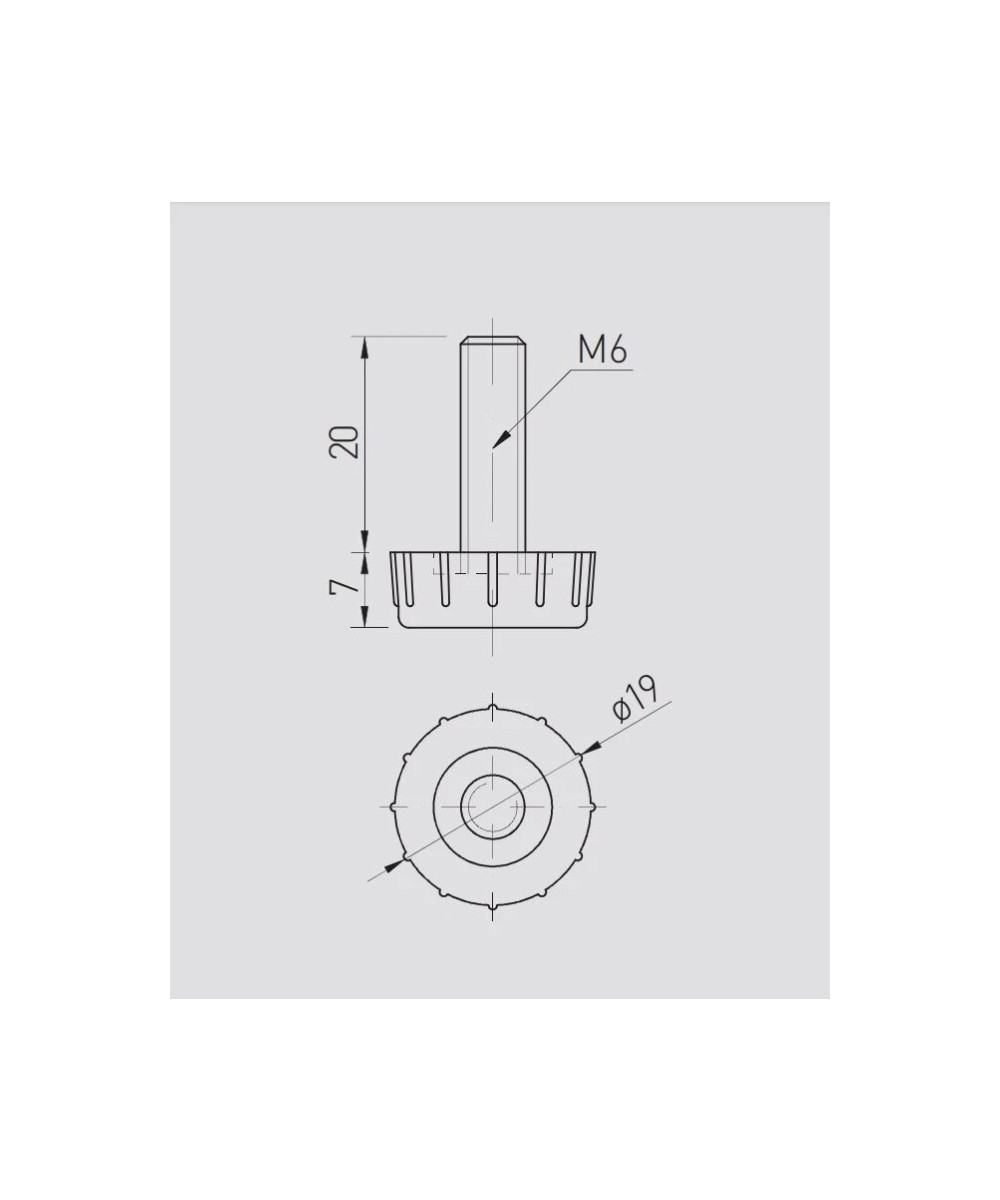 Stelvoet metaal - M6 - 27mm hoog - rond
