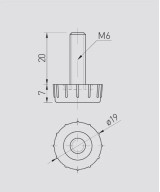 Stelvoet metaal - M6 - 27mm hoog - rond