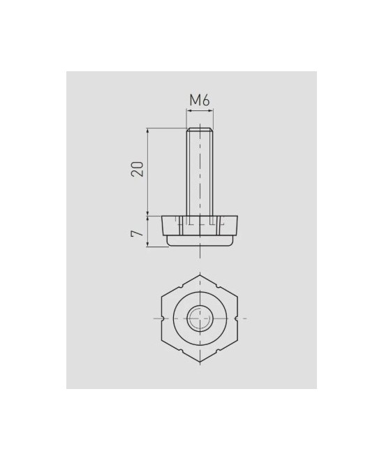 Stelvoet metaal - M6 - 27mm hoog - zeskant