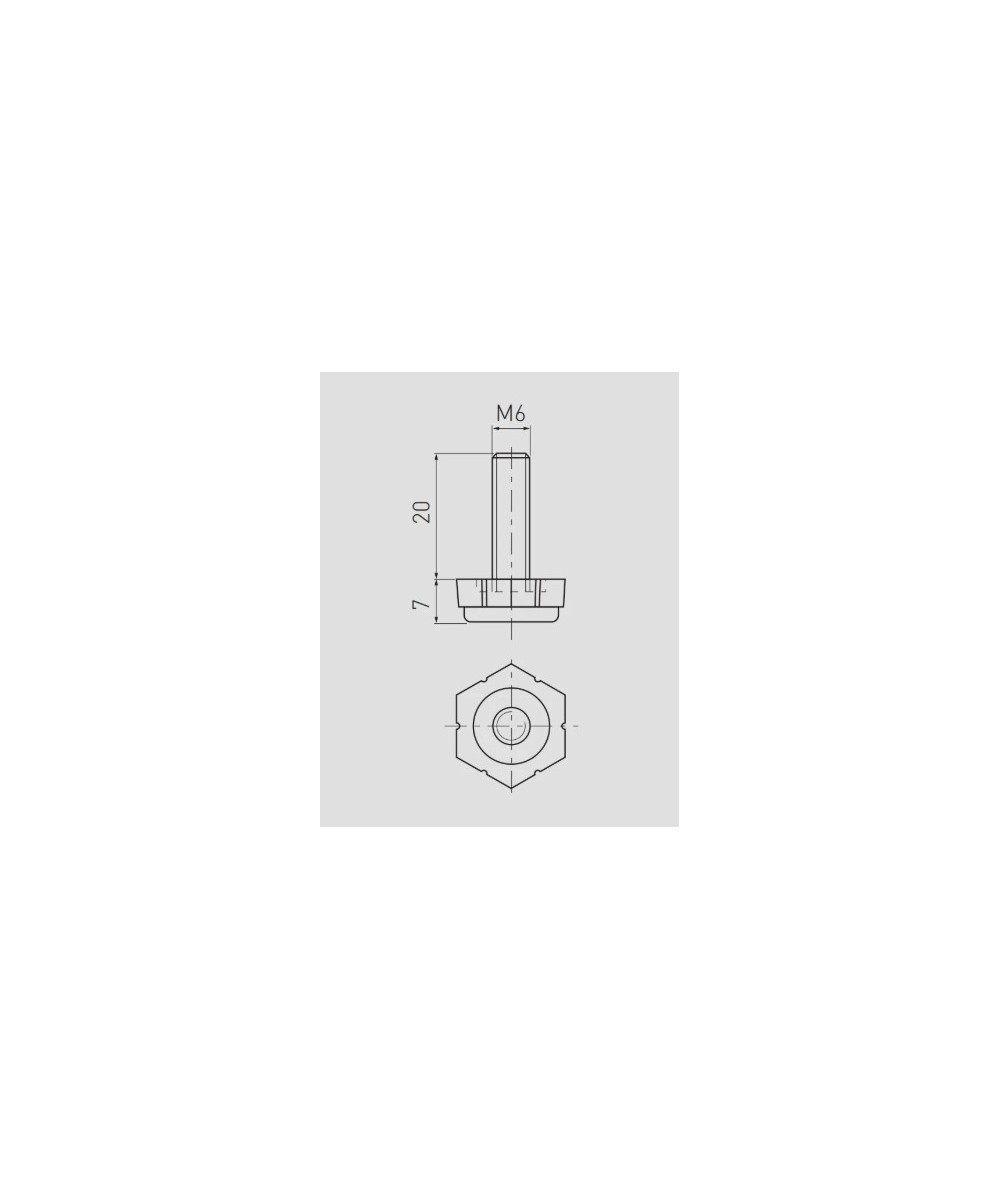 Stelvoet metaal - M6 - 27mm hoog - zeskant