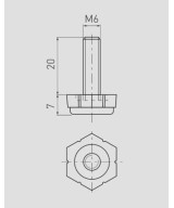 Stelvoet metaal - M6 - 27mm hoog - zeskant